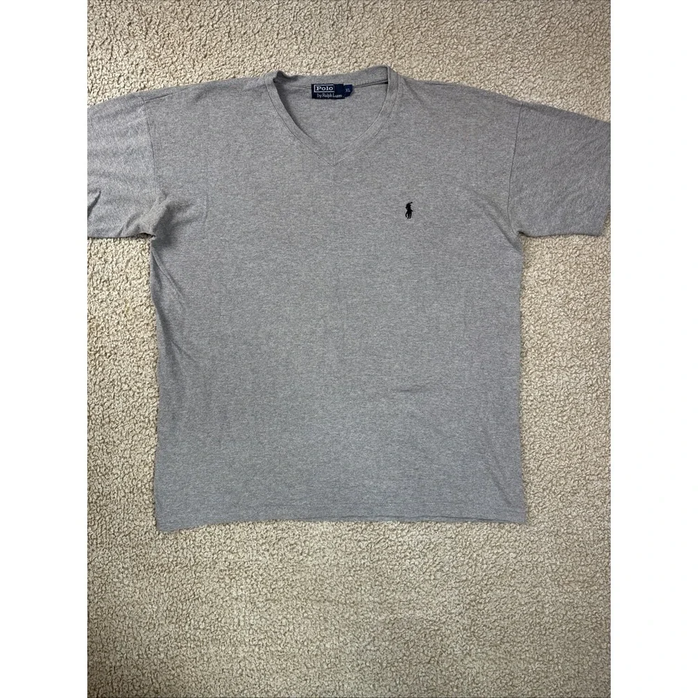 Polo Ralph Lauren Size XL Gray Cotton V Neck T-Shirt New Mens Shirt CLASSIC